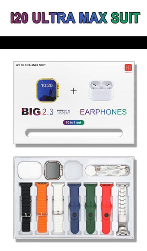 I 20 Ultra 2 10 in 1 Smart Watch with free earbud